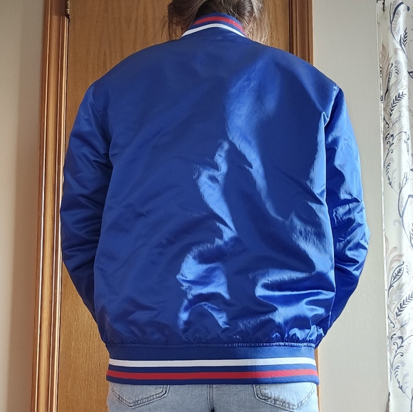 Netflix Official Stranger Things Blue The Squawk Radio Varisty Bomber Jacket - Picture 6 of 10